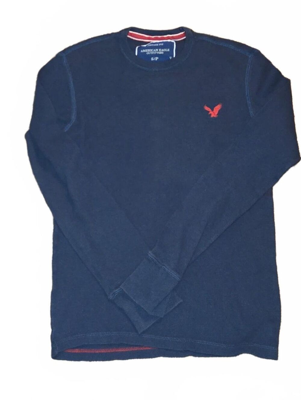 American Eagle Vintage Fit Thermal Waffle Shirt Men’s Small Blue Long Sleeve